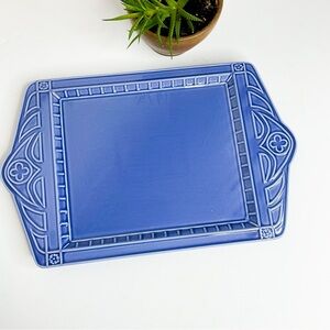 SEAGULL Canada Pewter Ceramic Tray | Periwinkle Blue Embossed Gothic Platter